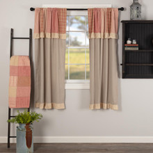 Sawyer Mill Red Short Panel with Attached Patchwork Valance Set - 840528181146