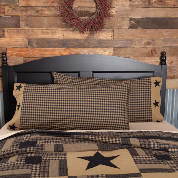 Black Check Star Pillow Case Set - 840528173318