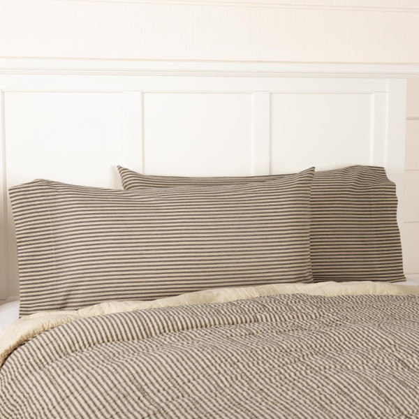 Sawyer Mill Charcoal Ticking Stripe Pillow Case Set - 840528184130