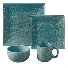 Feather offers Stencil Turquoise Ceramic Set