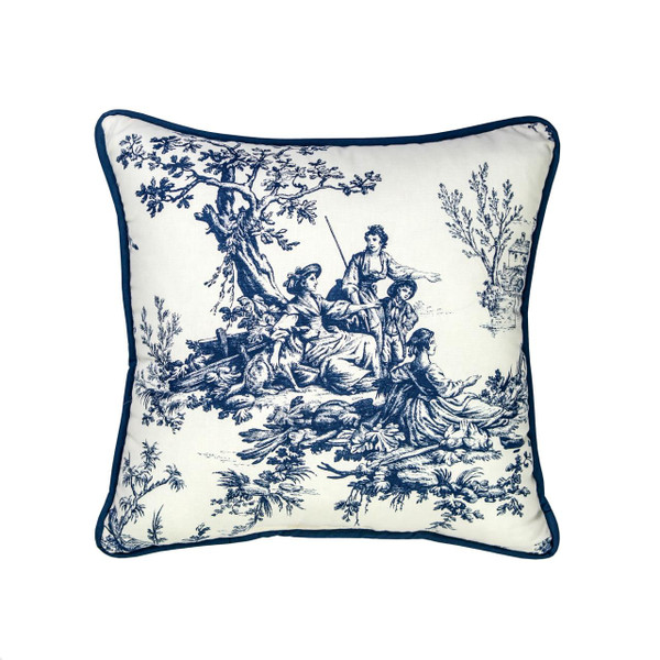 Bouvier Blue Square Piped Pillow -