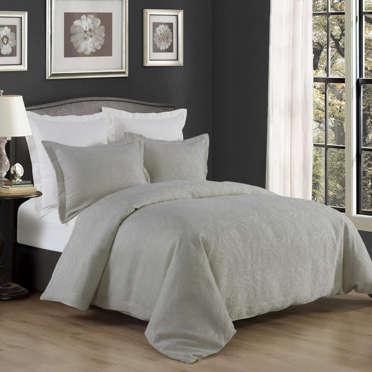 Matelasse Solid Gray Bedding Collection by HiEnd Accents Paul's Home Fashions