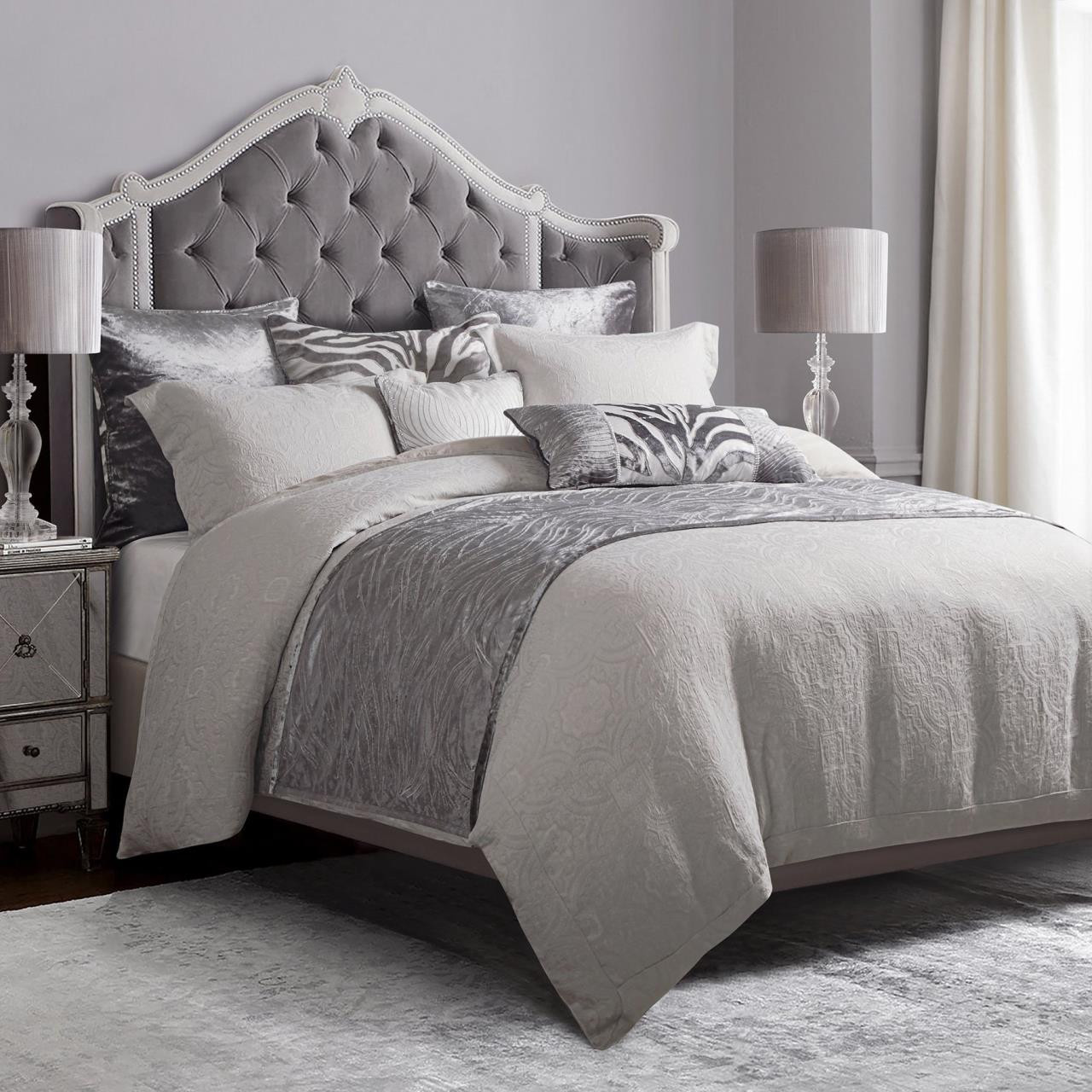 Matelasse Solid Gray Bedding Collection by HiEnd Accents Paul's Home Fashions