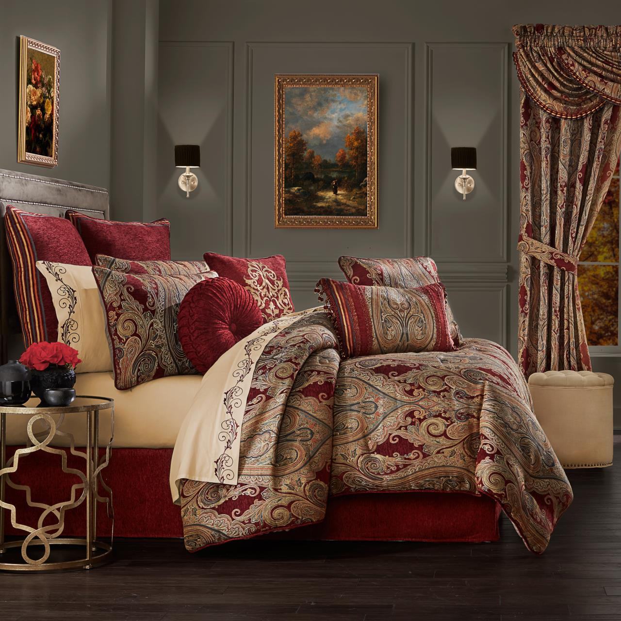 J queen new york deals maribella crimson comforter set