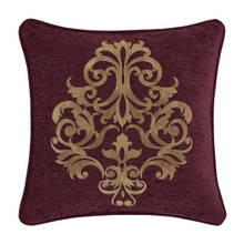 Garnet Red Embellished Square Pillow - 193842111284