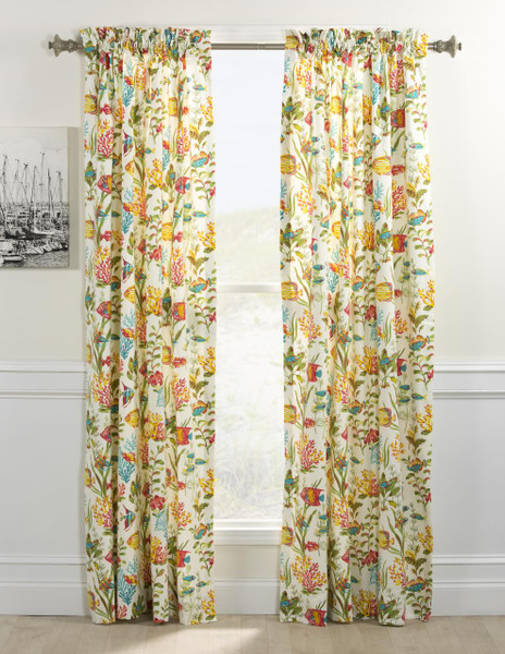 In the Sea Lined Rod Pocket Curtain Pair - 013864116350