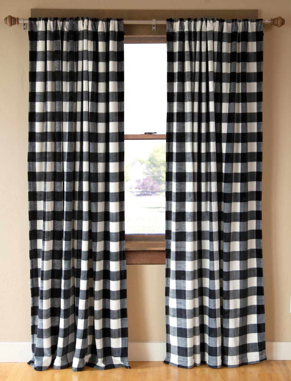 Black & White Lumberjack Buffalo Plaid Curtain Pair - 357311330488