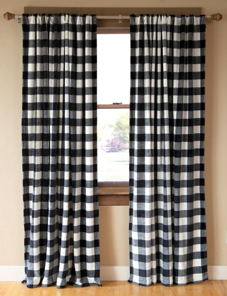 Black & White Lumberjack Buffalo Plaid Curtain Pair - 357311330488