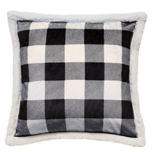 Black & White Lumberjack Buffalo Plaid Sherpa Pillow - 357311328980
