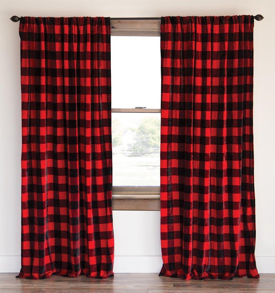 Red Lumberjack Plaid Curtain Pair - 387311308569