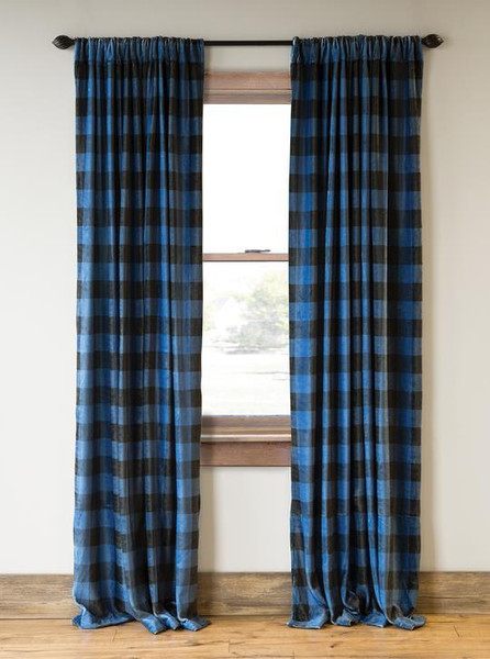 Wrangler Blue Lumberjack Buffalo Plaid Curtain Pair - 357311325224