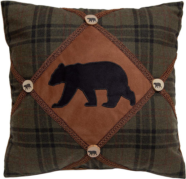 Bear and Bear Buttons Rustic Cabin Pillow - 357311335056