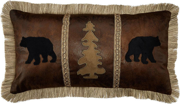 Bear Tree Faux Leather Pillow - 357311075754