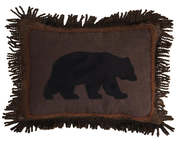 Black Bear Fringe Rustic Cabin Pillow - 357311326900