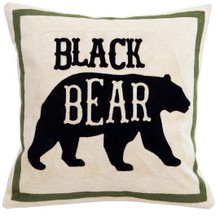 Black Bear Rustic Cabin Chain Stitch Pillow - 357311275116