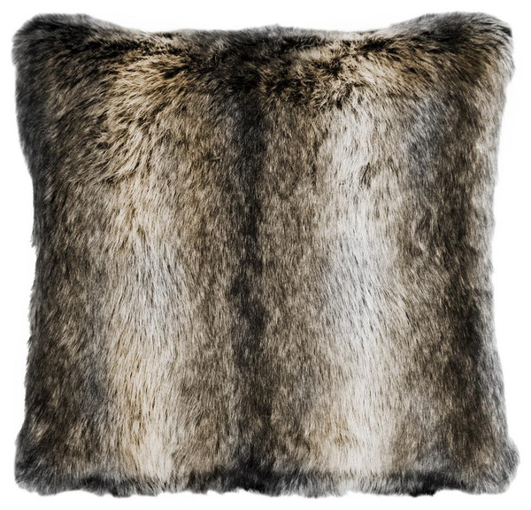 Black Wolf Faux Fur Pillow - 357311110158