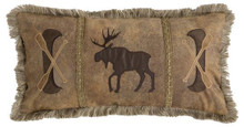 Canoe & Moose Faux Leather Rustic Pillow - 357311327686