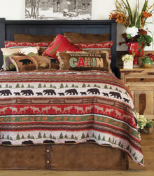 Cabin and Lodge Stripe Rustic Quilt Set - 357311334684