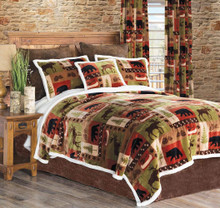 Patchwork Lodge Rustic Cabin Sherpa Fleece Bedding Set - 357311295770
