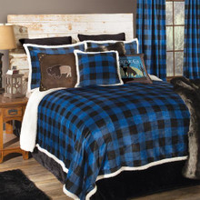 Wrangler Blue Lumberjack Buffalo Plaid Sherpa Fleece Comforter Set - 357311324920