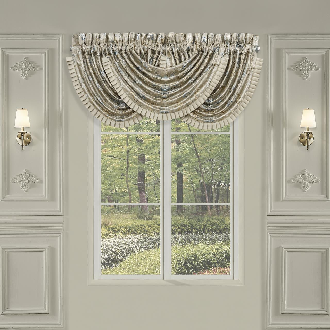 Jacqueline Teal Waterfall Valance - 193842117323