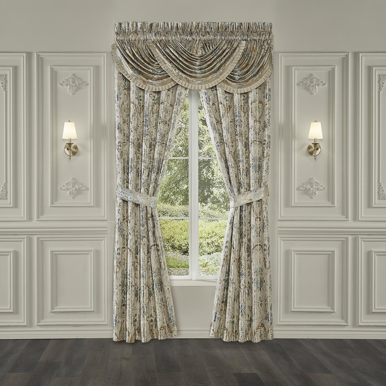 Jacqueline Teal Waterfall Valance - 193842117323