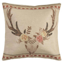 Burlap Skull with Flowers Pillow - 819652021857