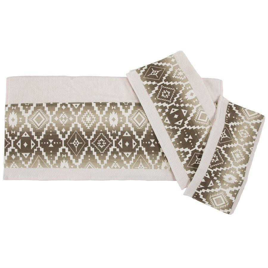 Chalet Aztec Applique Cream Bath Towel Set - 819652023882
