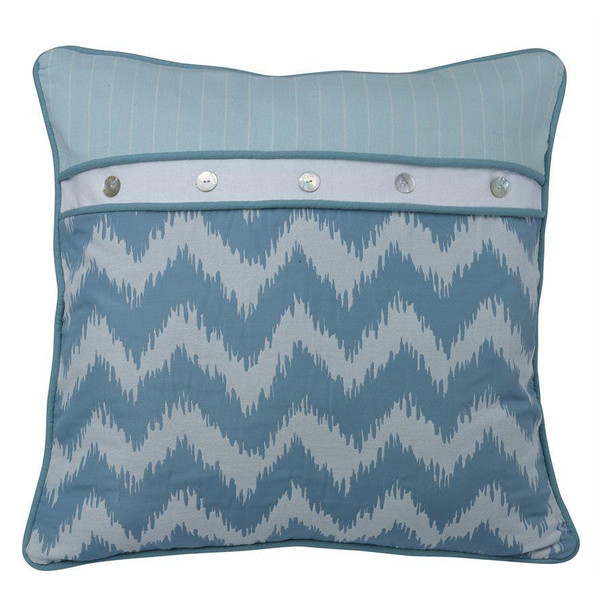 Chevron Print Euro Sham with Striped Accents and Button - 890830120753