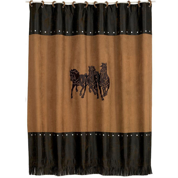 Embroidered 3-Horse Shower Curtain - 890830102995