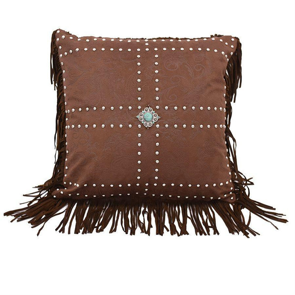 Faux Leather Square Pillow - 813654027879