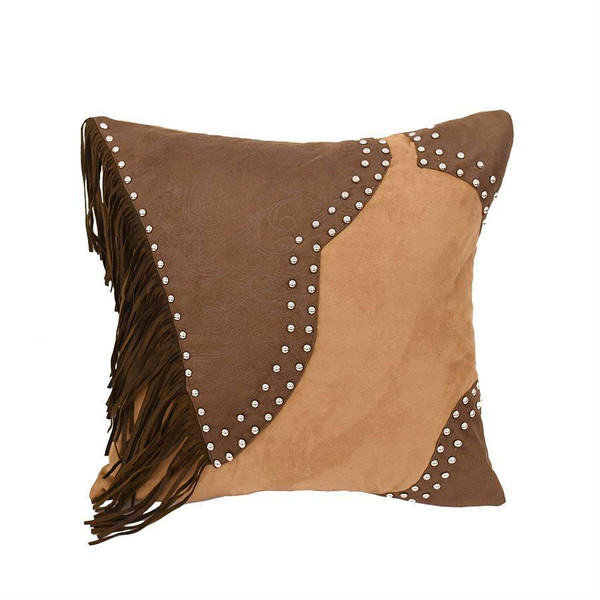 Pieced Faux Leather Square Pillow - 813654027916