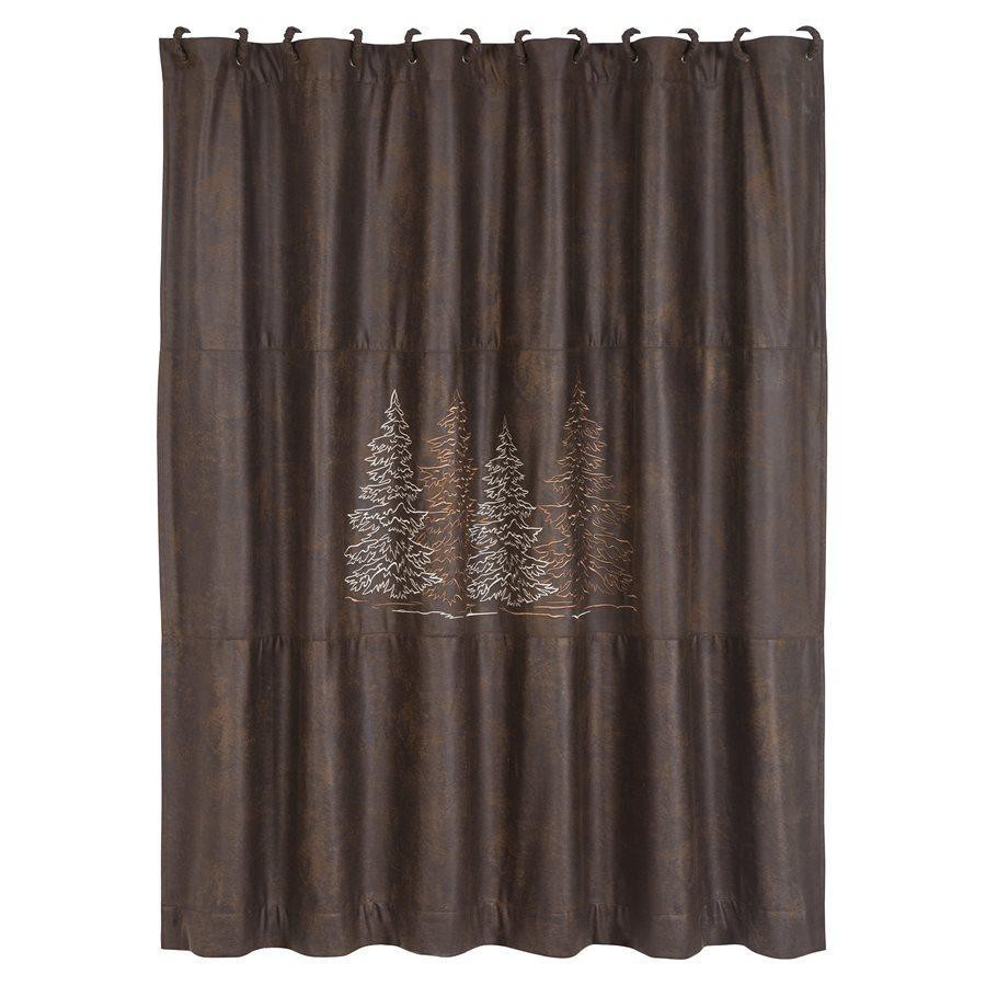 Shower Curtain with Embroidered Tree Design - 813654029941