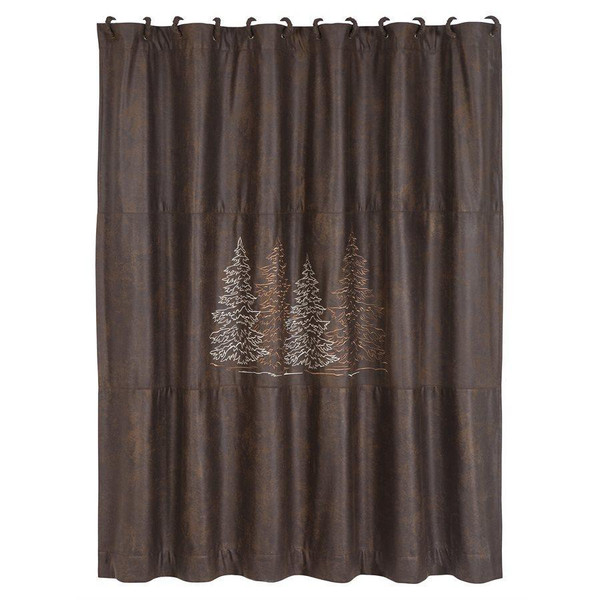 Shower Curtain with Embroidered Tree Design - 813654029941