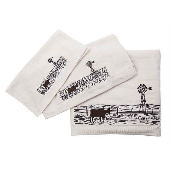 Towel Set with Embroidered Windmill - 813654029132