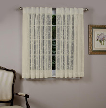 Isabella Ruffled Lace Curtain Panel w/ Tieback - 842249038037
