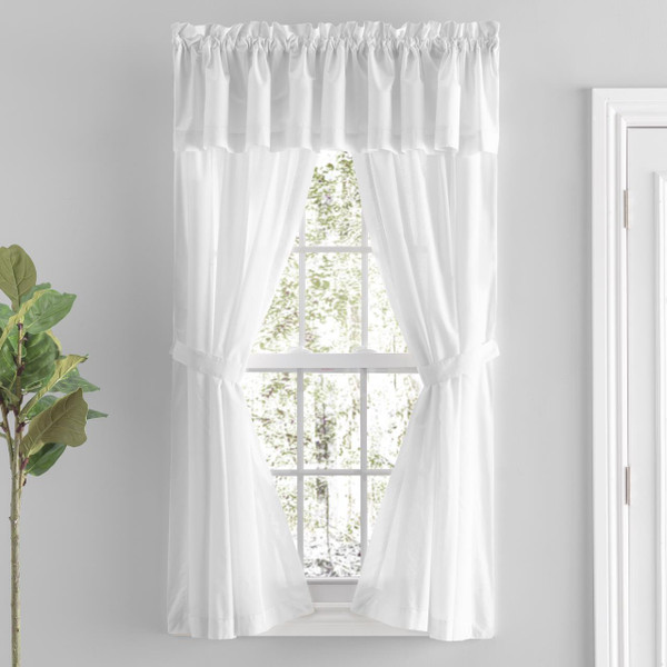Simplicity Sheer Lace Curtain Pair w/ Tiebacks - 842249041990