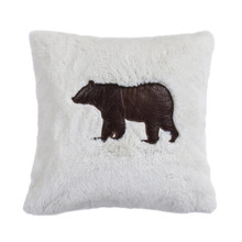 Shearling pillow with embroidered bear - 819652026463