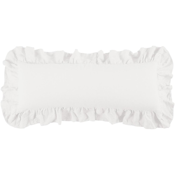 Washed Linen Ruffled Lumbar Pillow - 819652027958