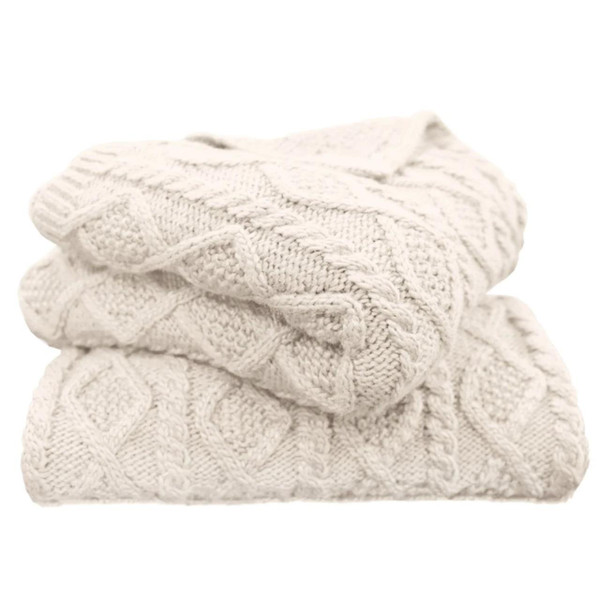 Cable Knit Cream Throw - 813654029057