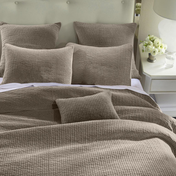 Stone Washed Cotton Taupe Velvet Quilt Set - 840118801065