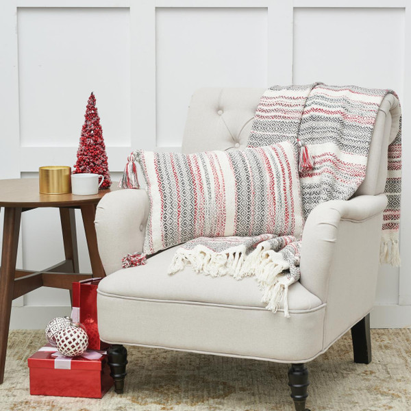 Cozy Nordic Christmas Red/Gray Throw - 8246785224