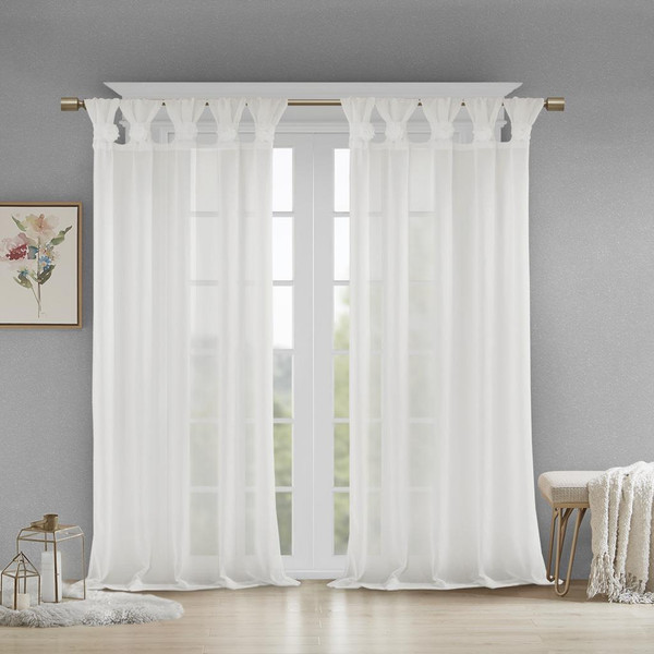 Rosette Faux Linen Sheer Curtain - 865690135148