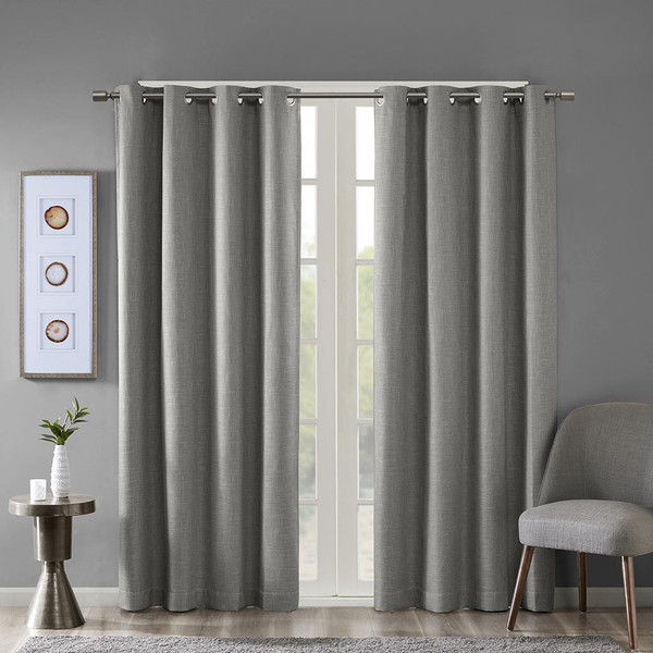 Maya Heathered Solid Grommet Blackout Curtain - 865699098628