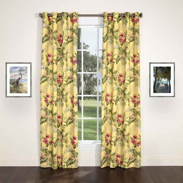 Ferngully Yellow Grommet Top Curtain Pair - 138641309814
