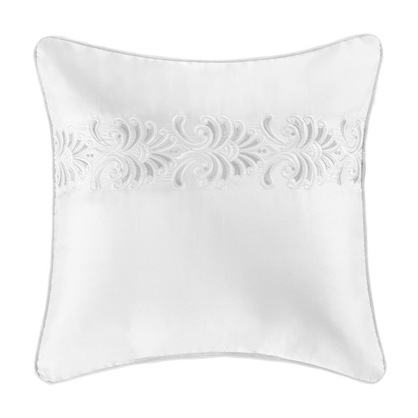 Becco White 18" Square Embellished Pillow - 193842123676