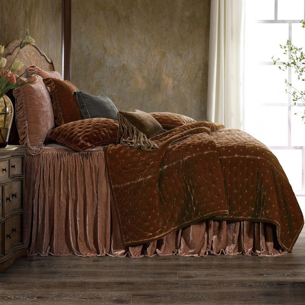 Stella Silk Velvet Copper Brown Bedding Collection -