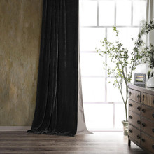 Stella Black Silk Velvet Curtain Panel - 840118806503