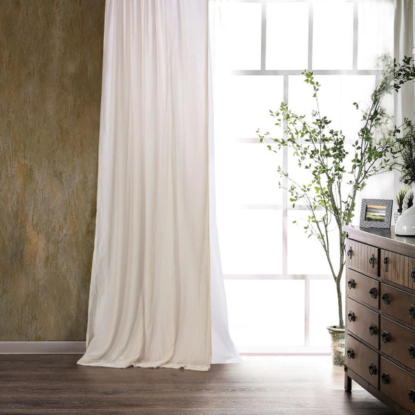 Stella Stone Silk Velvet Curtain Panel - 840118807227