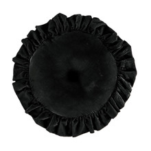 Stella Black Silk Velvet Round Pillow - 840118806015